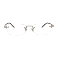 Montblanc Eyeglasses Rectangle Semi Rim, Grey Frame and Clear Demo Lenses Lens MB0132O002