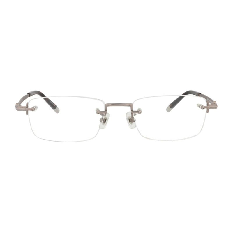 Montblanc Eyeglasses Rectangle Semi Rim, Grey Frame and Clear Demo Lenses Lens MB0132O002