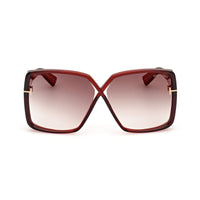 Tom Ford Sunglasses Geometric Full Rim, Shiny Red Frame and Brown Gradient Lens FT111766G