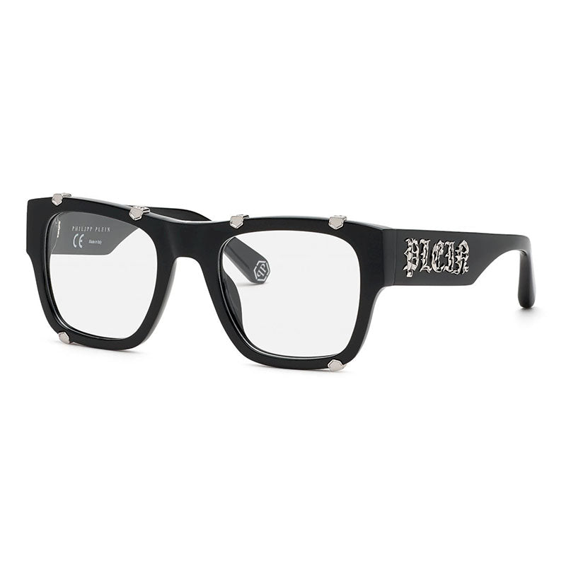 Philipp Plein Eyeglasses Square Full Rim, Brown Frame and Clear Demo Lenses Lens VPP042W0722