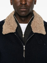 Brunello Cucinelli Men Bonded Cashmere Beaver Cloth Bomber Jacket