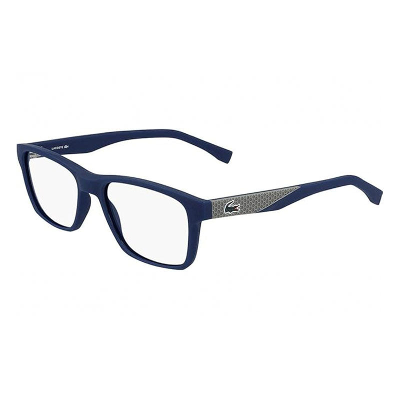 Lacoste Eyeglasses Rectangle Full Rim, Matte Blue Frame and Clear Demo Lenses Lens L2862424