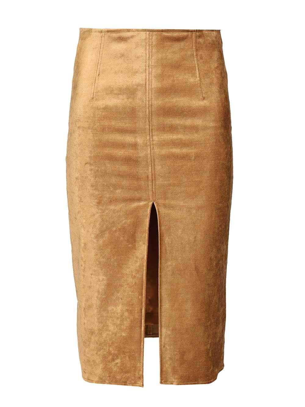 Forte_Forte Women Stretch Velvet Pencil Skirt