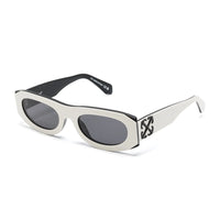 Off-White Sunglasses Oval Full Rim, White/Black Frame and Dark Grey Lens OERI13OORLANDO0107