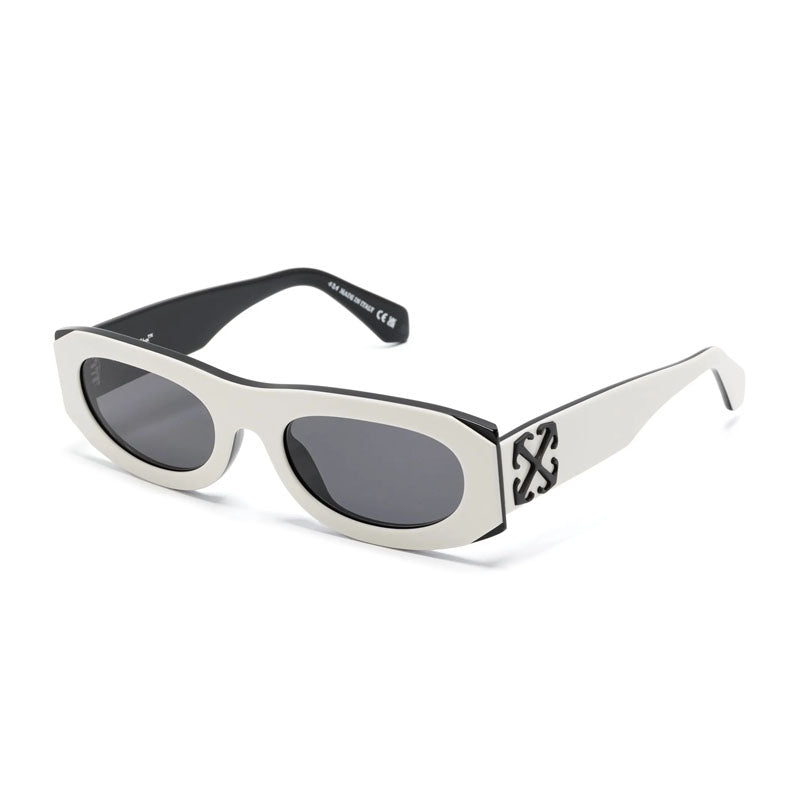 Off-White Sunglasses Oval Full Rim, White/Black Frame and Dark Grey Lens OERI13OORLANDO0107