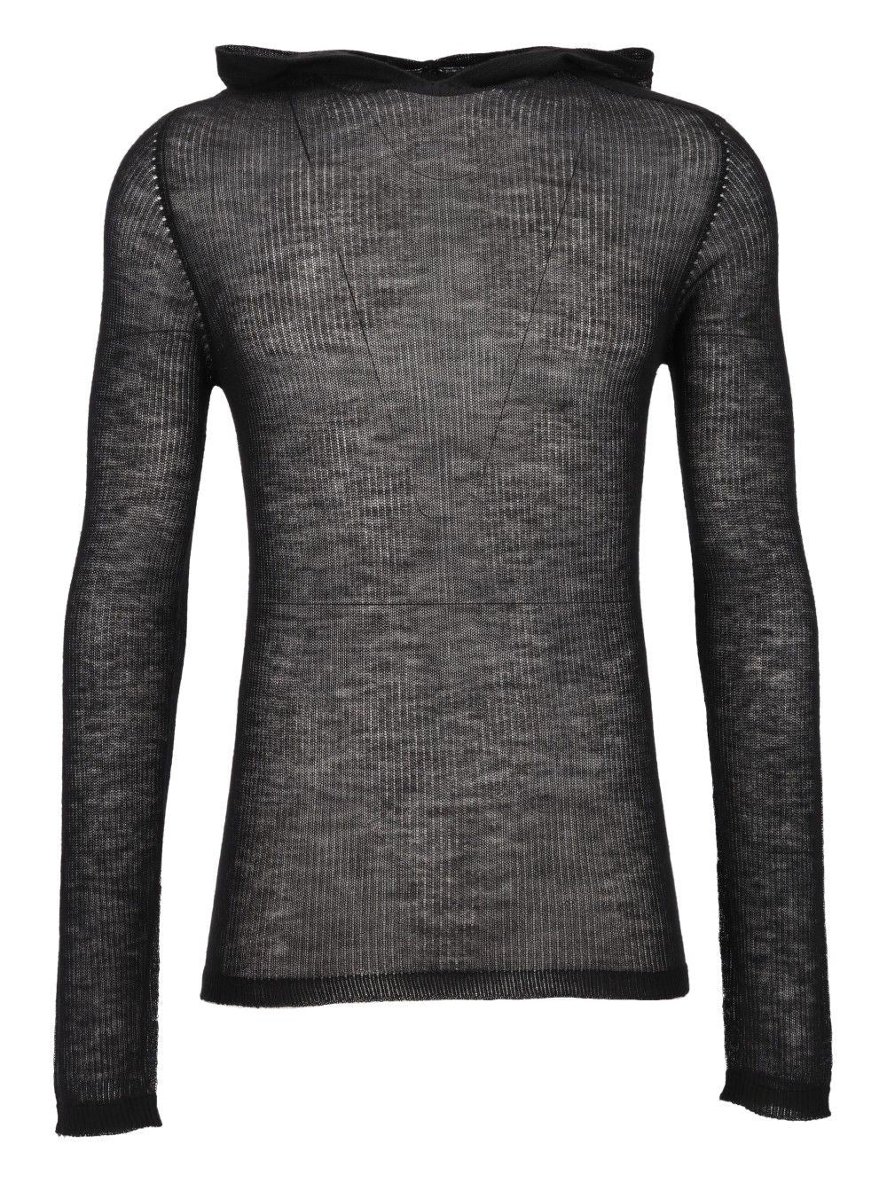 Rick Owens Rick Owens Men Ribbed Cashmere Hooded Pullover
