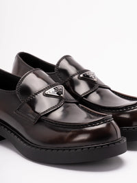 Prada Prada Men Chocolate Brushed Leather Loafers