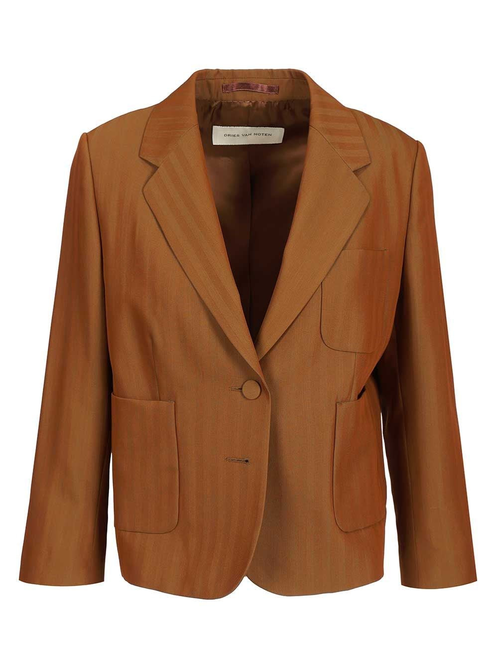 Dries Van Noten Women Short Striped Wool Twill Blazer