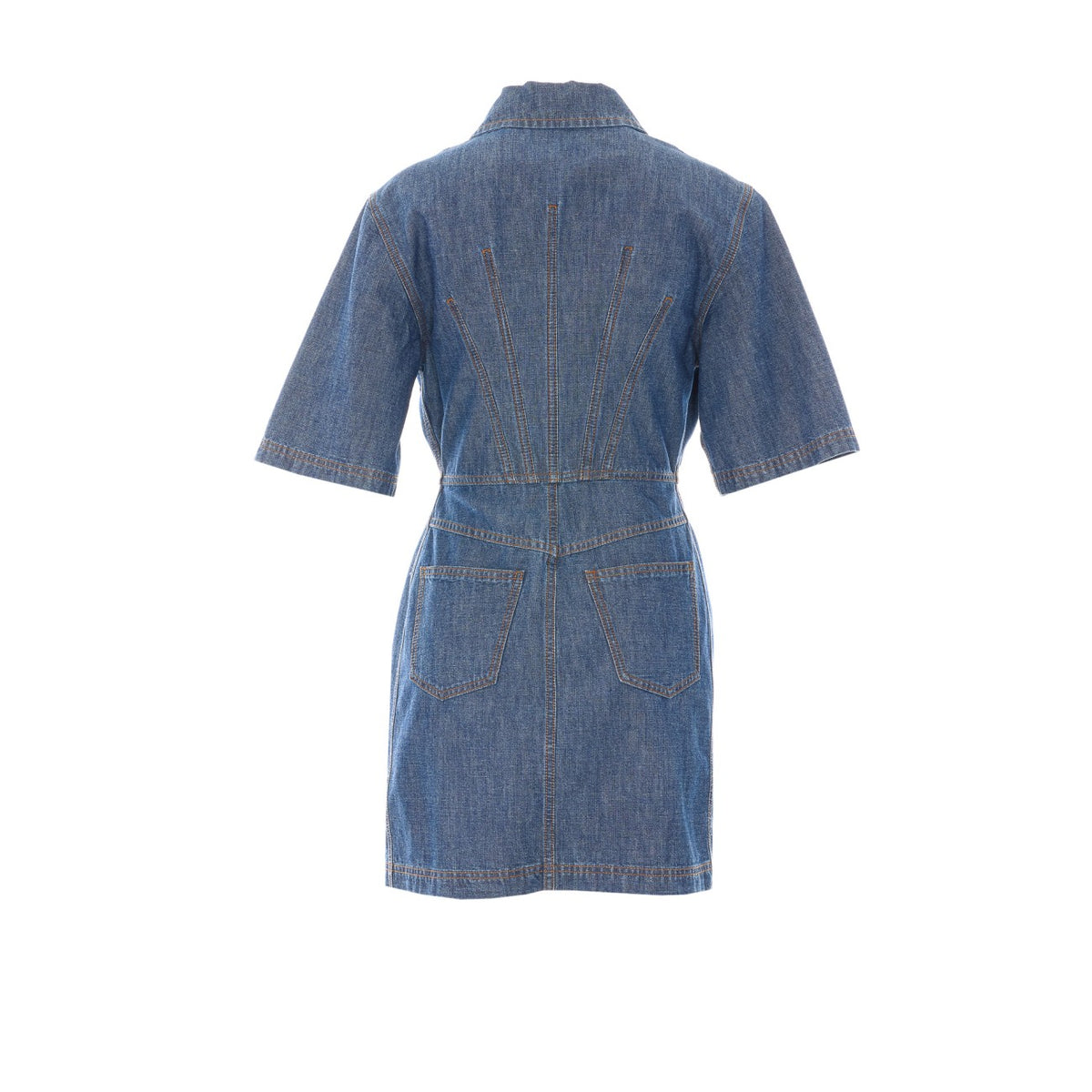 Fendi Women Denim Dress With Fendi Maxi Patch