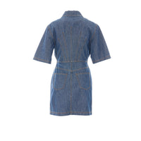 Fendi Women Denim Dress With Fendi Maxi Patch