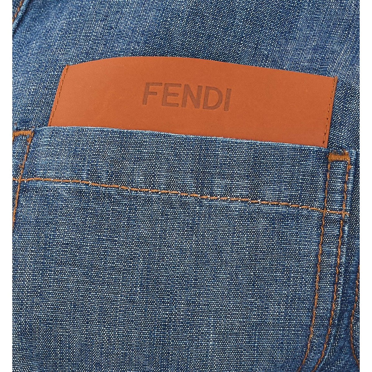 Fendi Women Denim Dress With Fendi Maxi Patch
