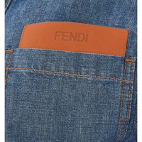 Fendi Women Denim Dress With Fendi Maxi Patch