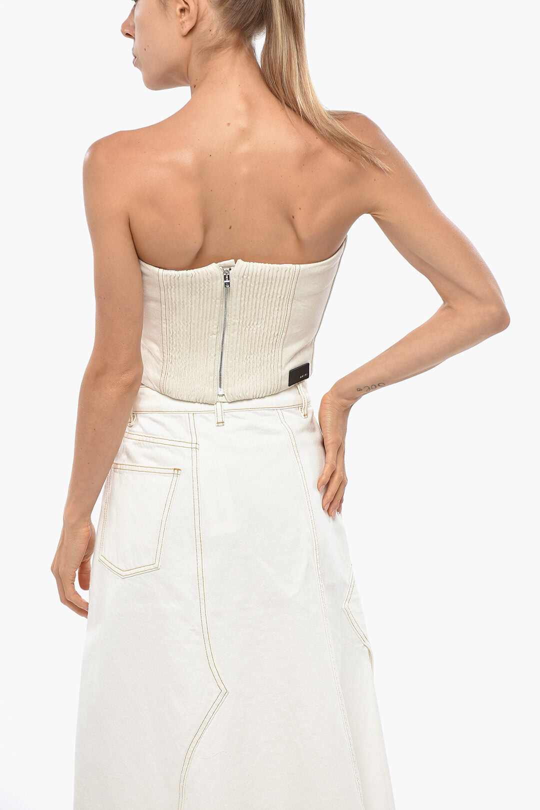 Amiri Denim Tube Top with Back Zip