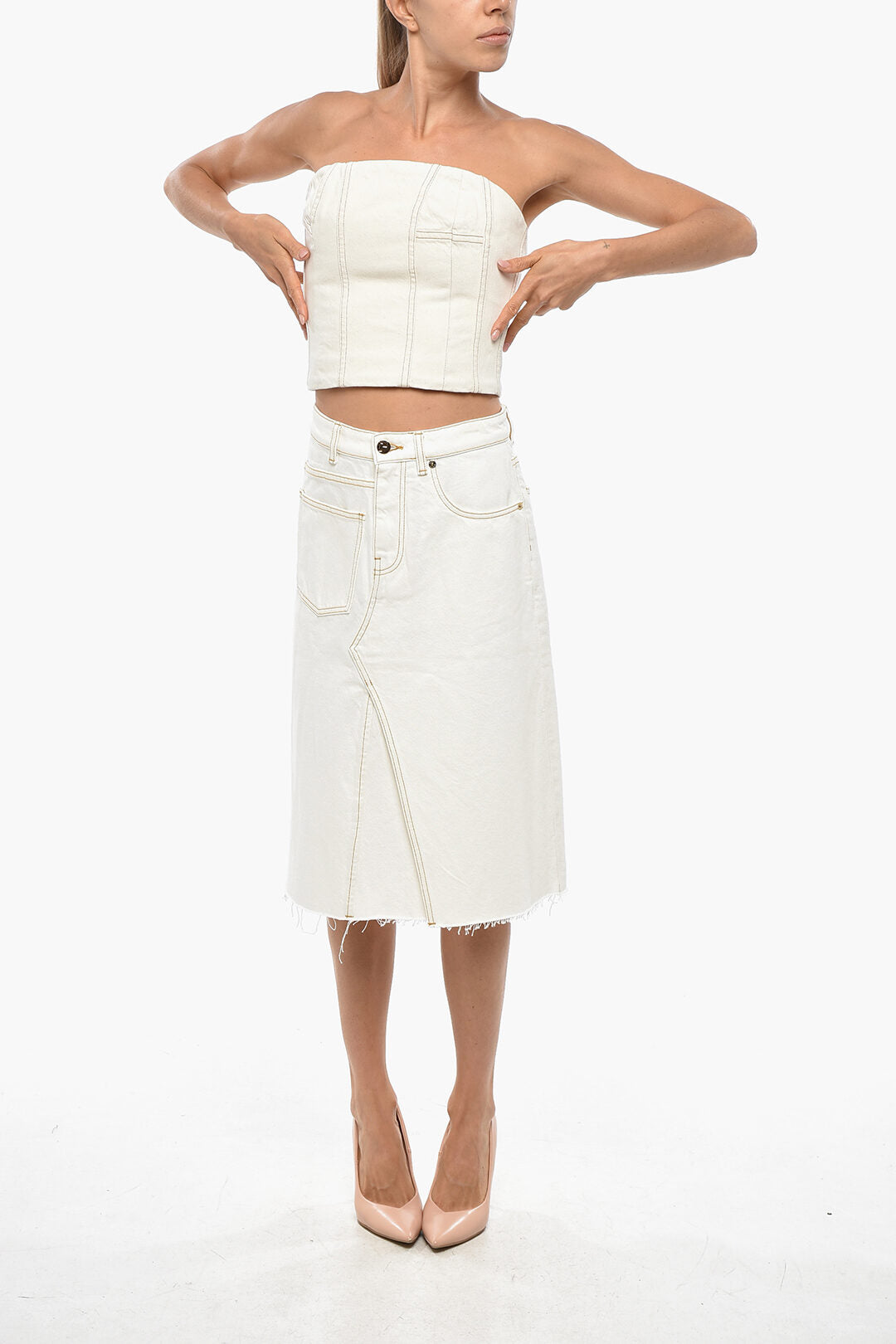 Amiri Denim Tube Top with Back Zip