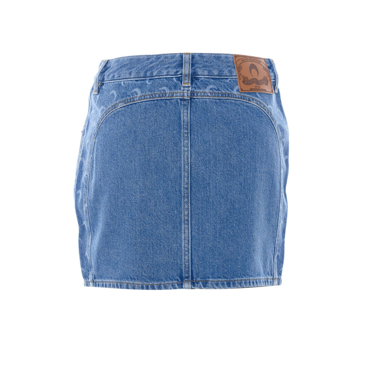 Marine Serre Women Denim Zipped Mini Skirt With Moon Logo