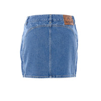 Marine Serre Women Denim Zipped Mini Skirt With Moon Logo
