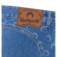 Marine Serre Women Denim Zipped Mini Skirt With Moon Logo