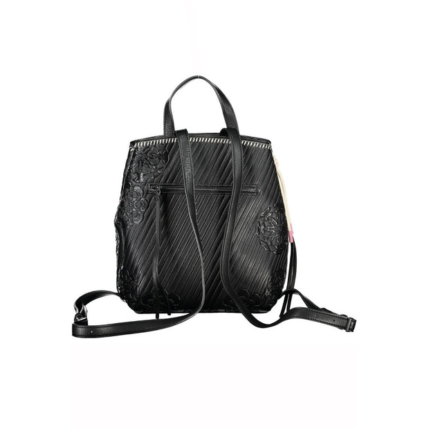 Desigual Chic Black Backpack with Contrast Women's Details