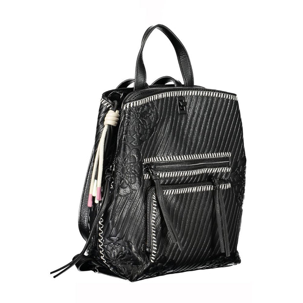 Desigual Chic Black Backpack with Contrast Women's Details