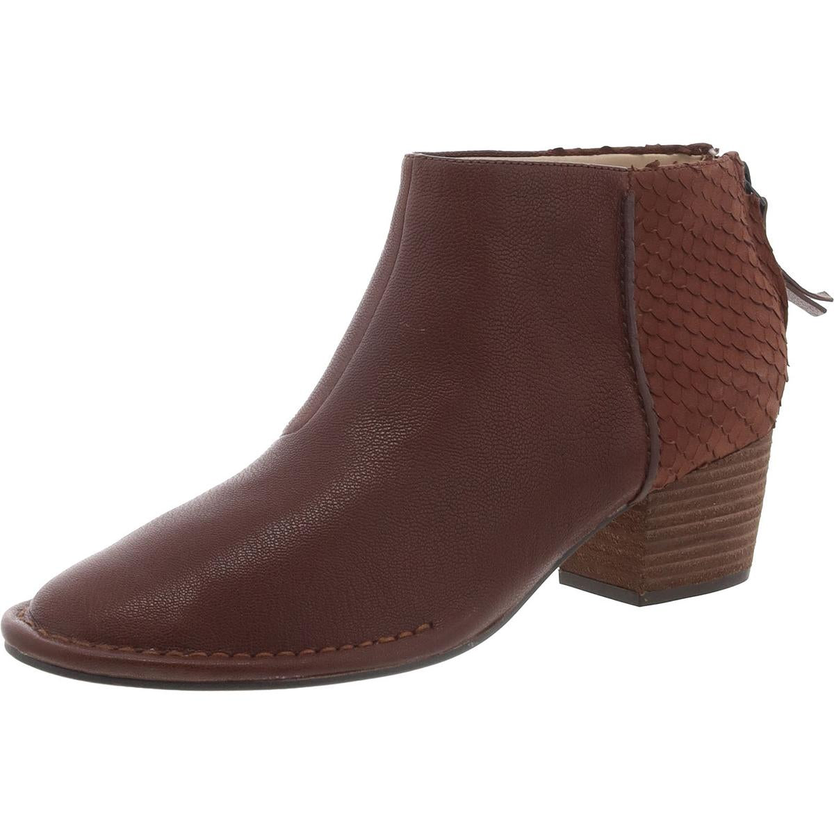 Spiced Ruby Womens Leather Textured Ankle Boots