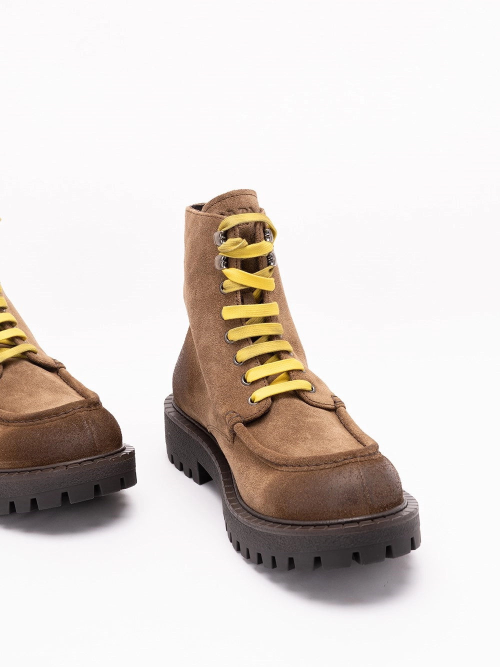 Prada Prada Men Aged Suede Lace-Up Ankle Boots