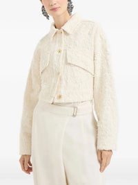 Brunello Cucinelli Brunello Cucinelli Women Fuzzy Dyed Denim Outerwear Jacket With Monili
