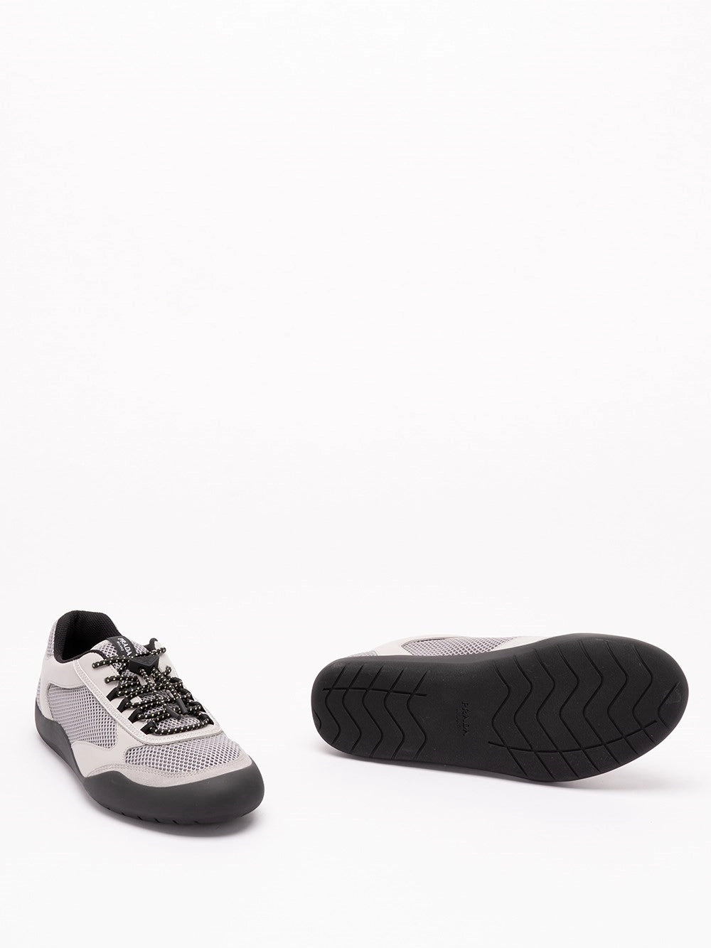Prada Prada Men Speedrock Leather And Mesh Fabric Sneakers