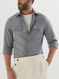Brunello Cucinelli Men Virgin Wool Flannel Overshirt