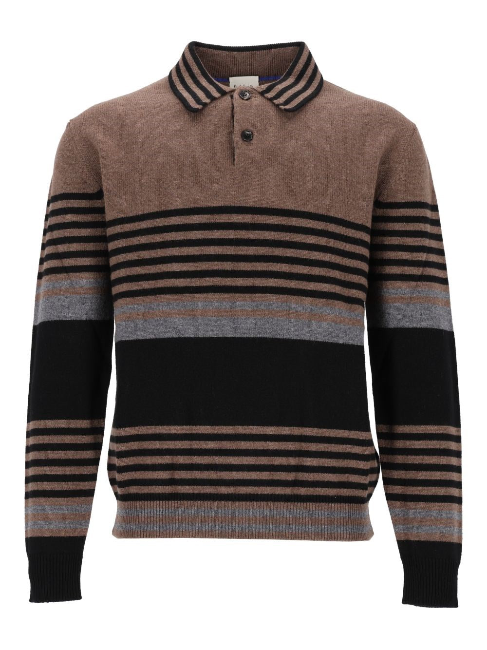 Paul Smith Men Striped Cashmere Polo Sweater