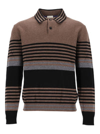 Paul Smith Men Striped Cashmere Polo Sweater
