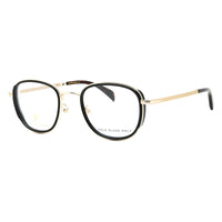 David Beckham Eyeglasses Square Full Rim, Gold/Black Frame and Clear Demo Lens Lens DB7075/G0RHL00