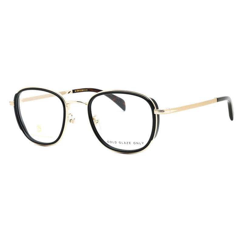 David Beckham Eyeglasses Square Full Rim, Gold/Black Frame and Clear Demo Lens Lens DB7075/G0RHL00
