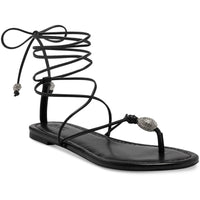 Amille Womens Faux Leather Ankle Tie Strappy Sandals