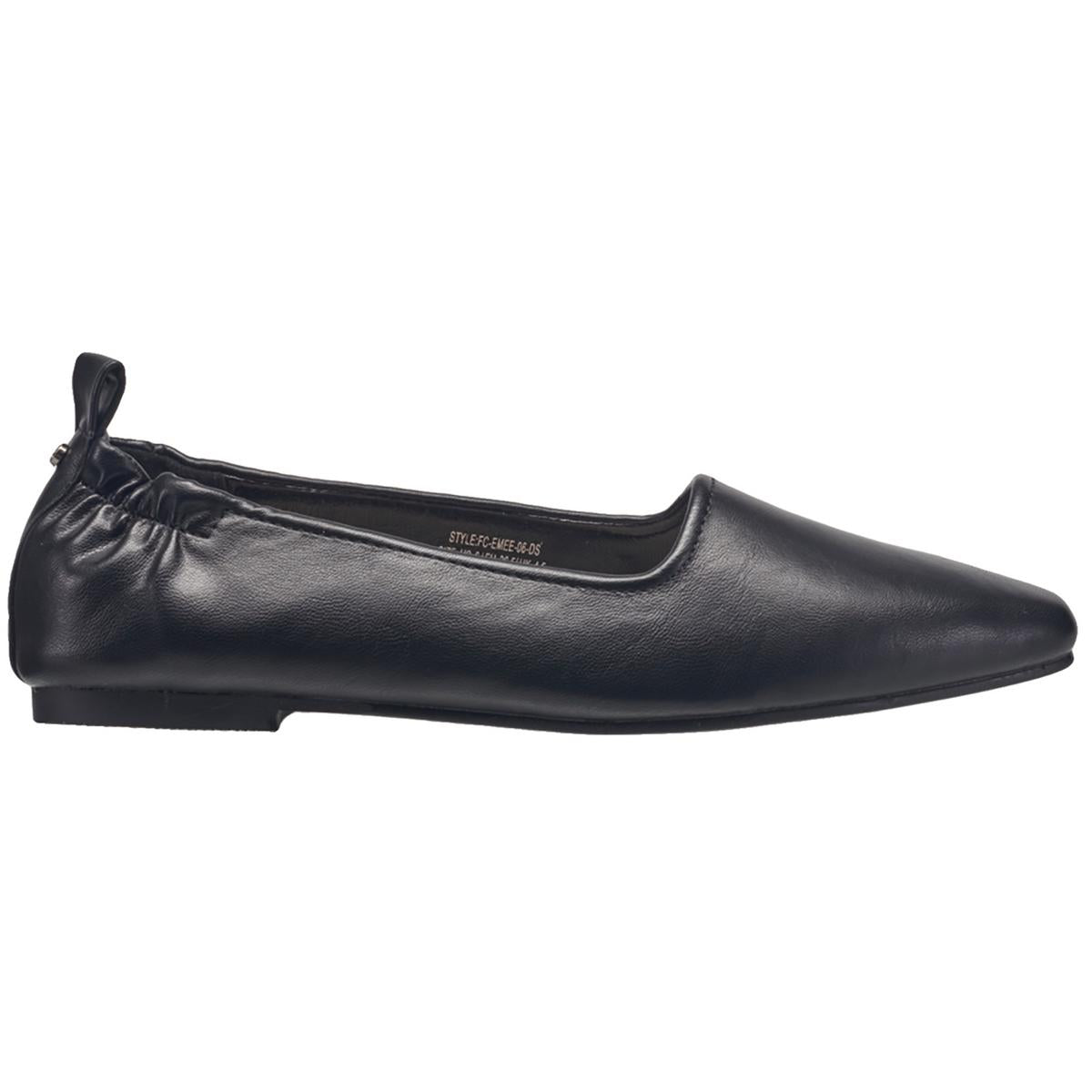 emee Womens Solid Leather Flat Shoes