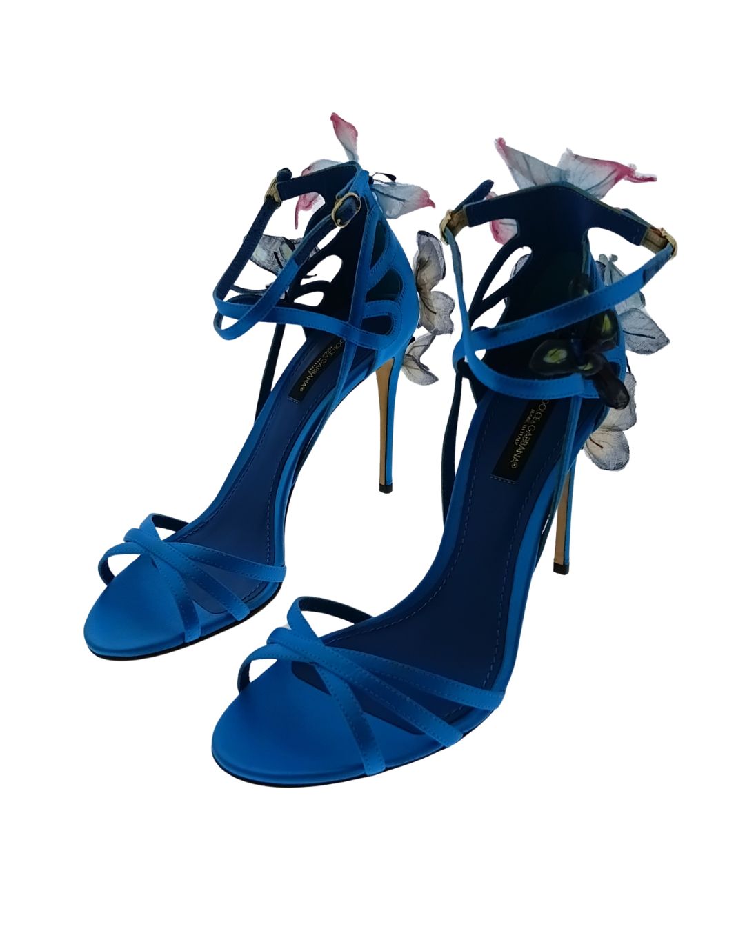 Dolce & Gabbana Defective Dolce & Gabbana Blue Embellished Stiletto Sandals-EU36.5