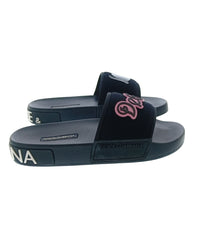 Dolce & Gabbana Dolce & Gabbana Black Pink Velcro DG Love Pool Slide-36