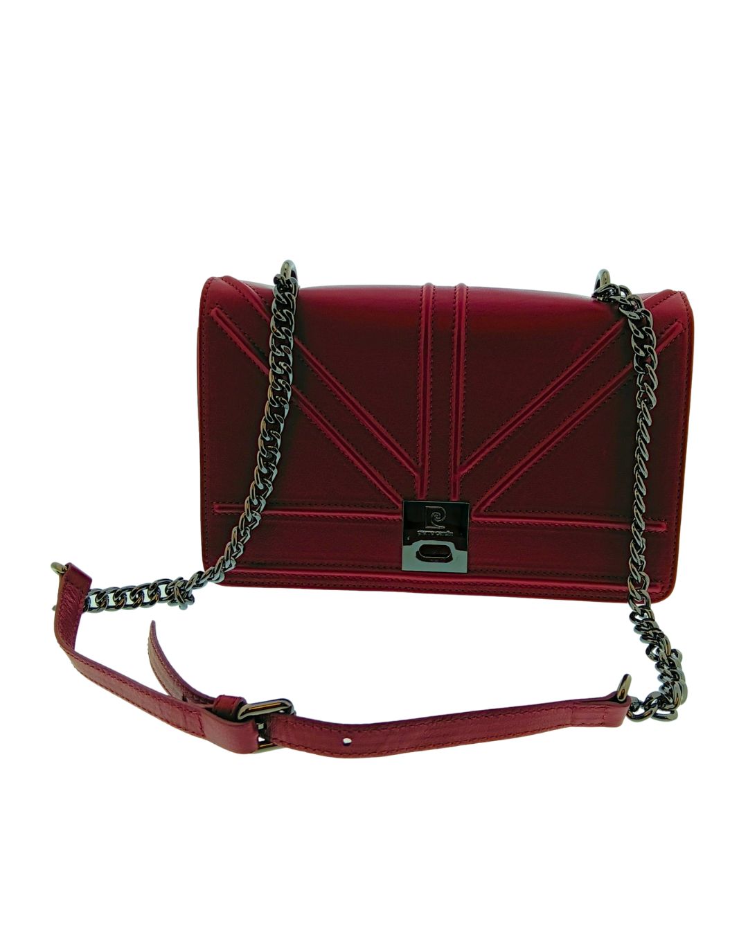 Pierre Cardin Defective Pierre Cardin Burgundy Leather Small Structured Shoulder Bag