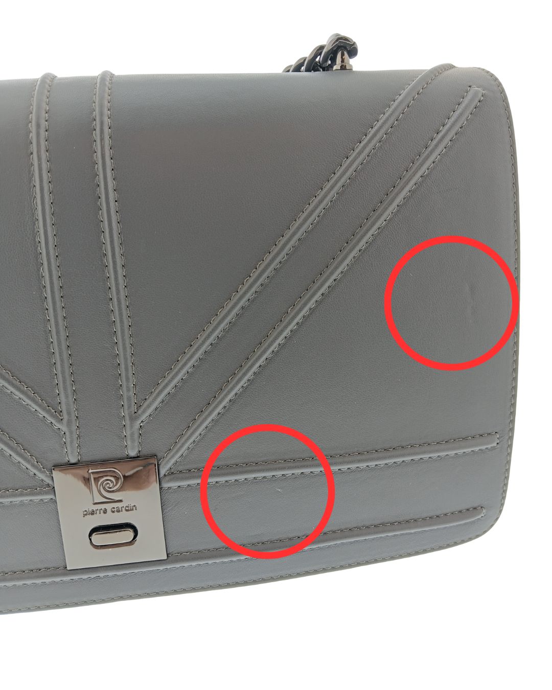 Defective Pierre Cardin Grey Leather Small Structured Shoulder Bag
