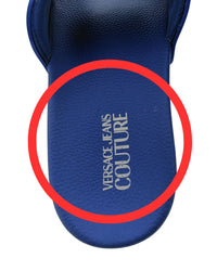 Defective Versace Jeans Couture Electric Blue Logo Print Wide Strap Slide-9.5