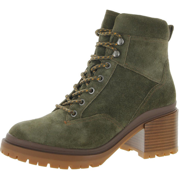 Trillis Womens Leather Lugged Combat & Lace-up Boots
