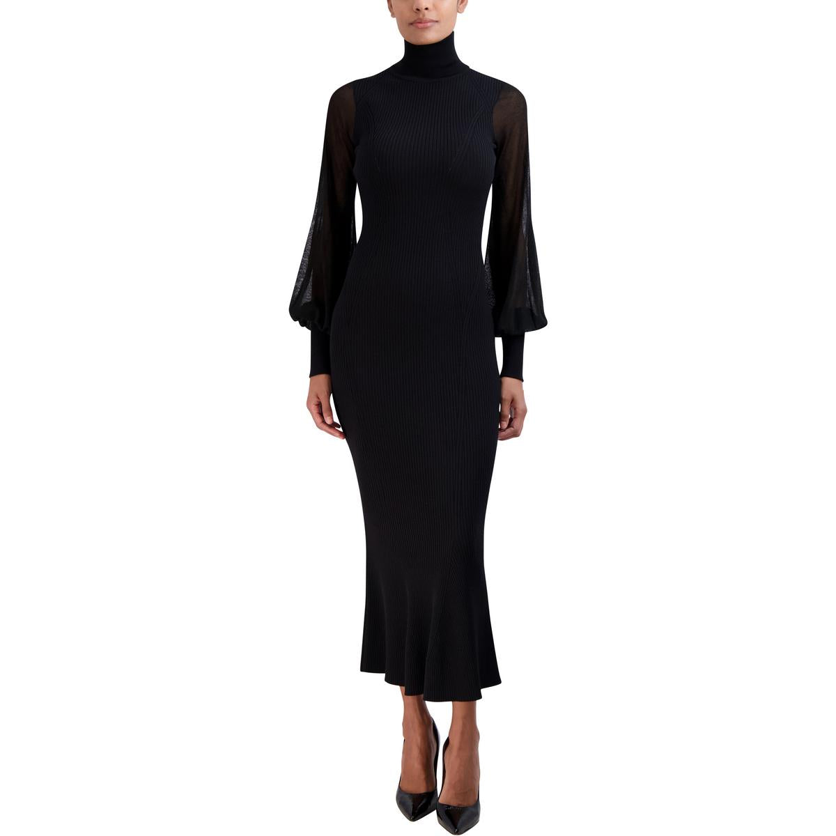 Womens Sheer Ribbed Sweaterdress