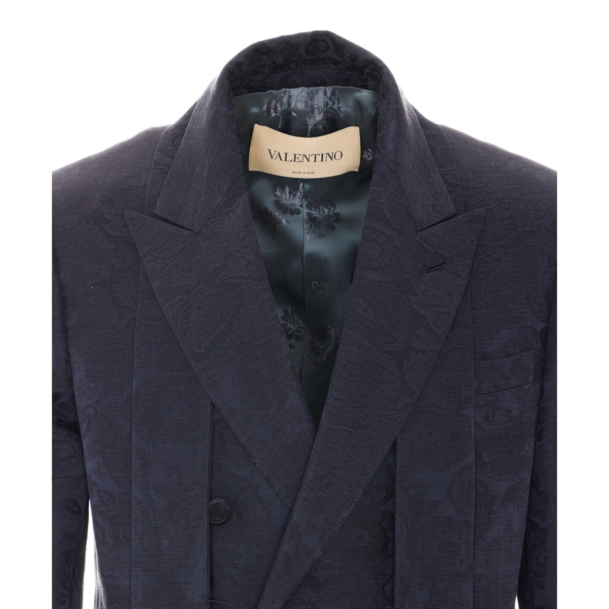 Valentino Garavani Men Double Breasted Jacket With Fringed Scarf