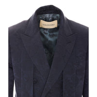 Valentino Garavani Men Double Breasted Jacket With Fringed Scarf