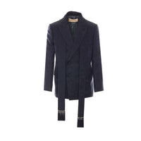 Valentino Garavani Men Double Breasted Jacket With Fringed Scarf