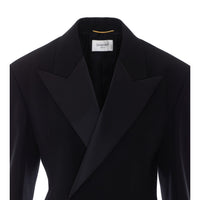 Saint Laurent Women Double-Breasted Tuxedo Grain De Poudre Jacket