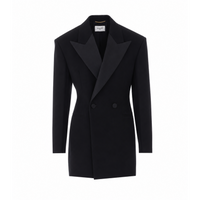 Saint Laurent Women Double-Breasted Tuxedo Grain De Poudre Jacket