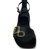 Tods Black Leather Strap Flat Sandals