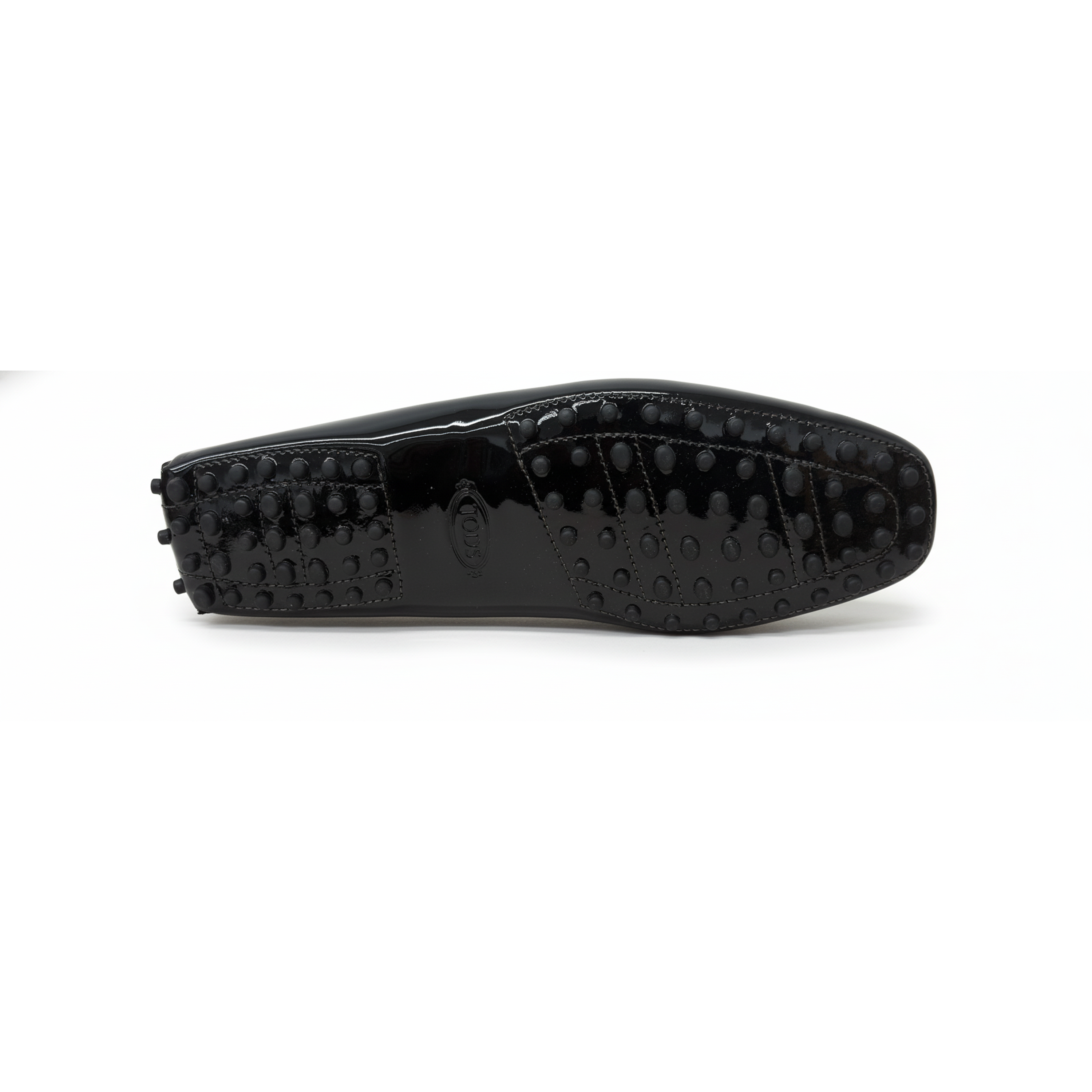 Tods Black Polished Leather Penny Loafers