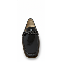 Tods Black Polished Leather Penny Loafers