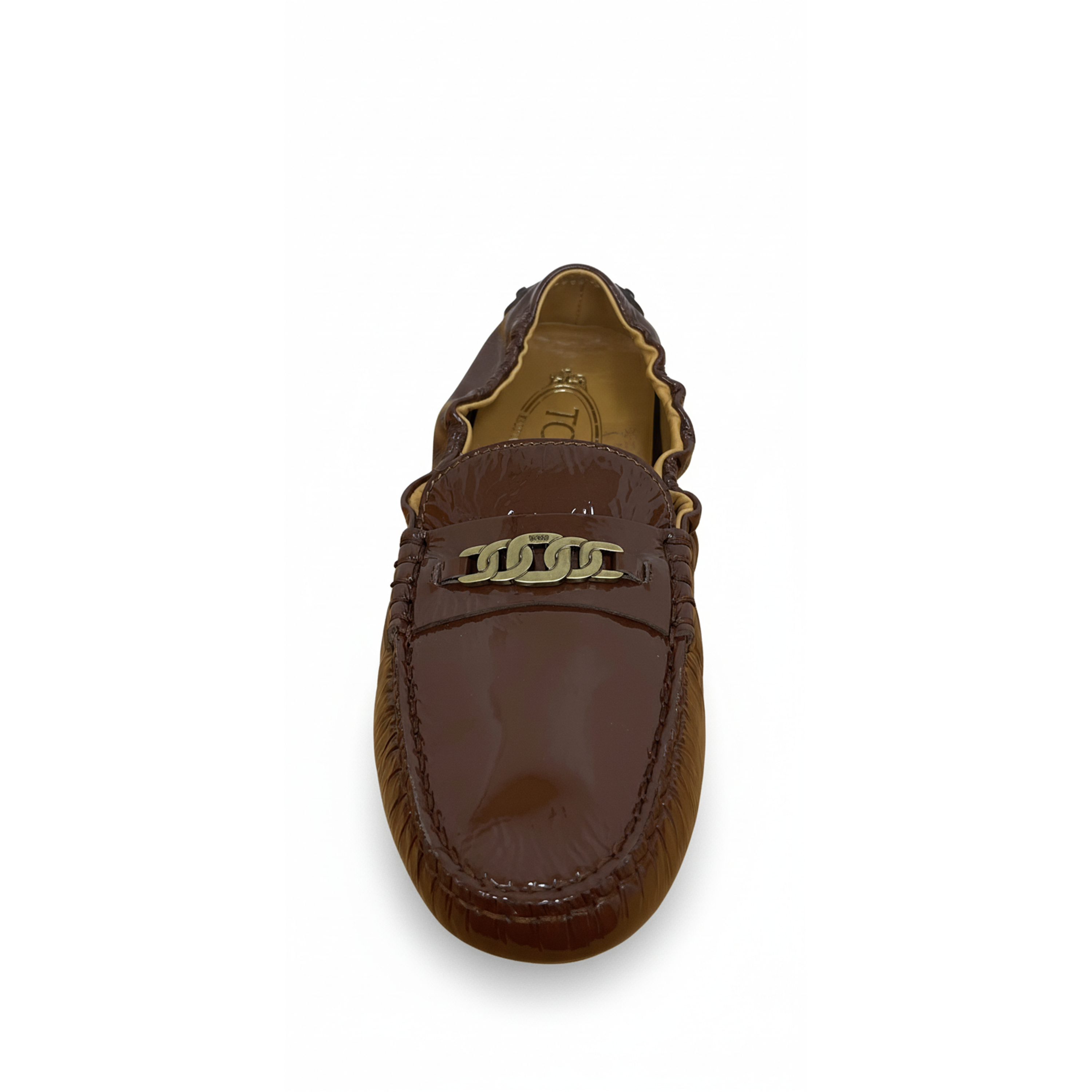 Tods Polished Leather Loafers in Mahogany